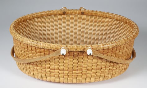 Bill Sevrens Double Swing Handle Oval Nantucket Basket
