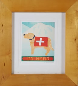 Stephen Huneck Pencil Signed Lithograph "My Hero"