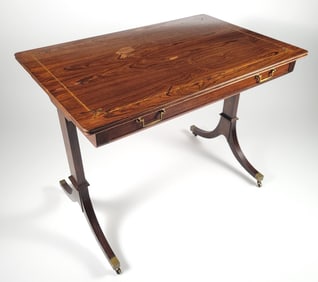 Schmieg & Kotzian Inlaid Exotic Wood Campaign Style Writing Table