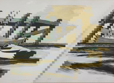 Hal Polin Limited Edition Polychrome Woodblock Print, ?Skiffs?