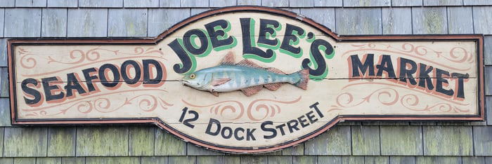 Vintage Hand Painted Seafood Fish Market Advertising Trade Sign