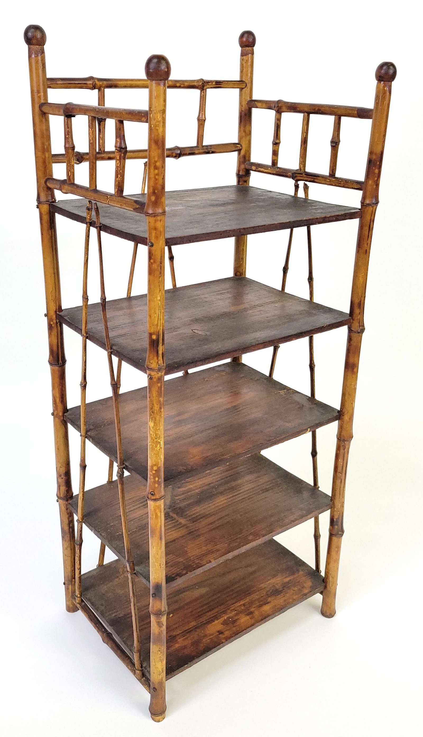 Antique Bamboo and Pine Etagere Bookshelf, 19th Century (1 of 5)