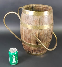 Antique English Oak Brass Bound Barrel, 19th century