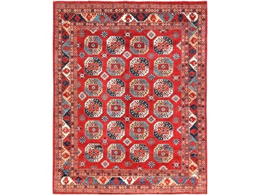 Cardinal Red Hand Knotted Soft Wool Bokara Style Oriental Carpet