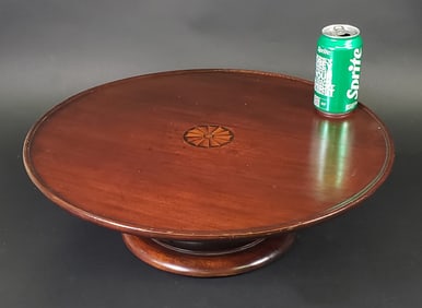 Rare Antique Satinwood Fan Inlaid Dish Top Lazy Susan, 19th century