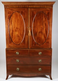 George III Mahogany Linen Press, 19th Century