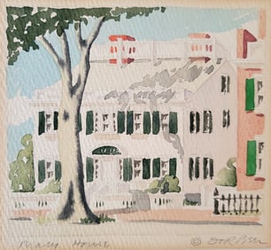 Doris and Richard Beer Miniature Nantucket Watercolor "Macy House"