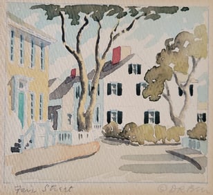 Doris and Richard Beer Miniature Nantucket Watercolor "Fair Street"