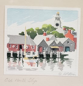 Doris and Richard Beer Nantucket Watercolor on Paper "Old North Slip", Painting