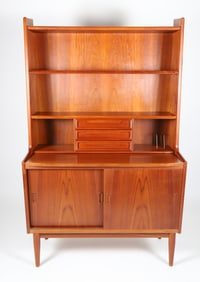 Larsens Mobelfabrik Modern Danish Teak High Secretary Bookcase, circa 1960