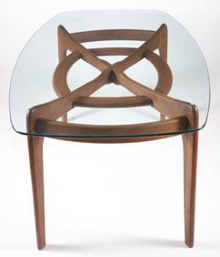 Adrian Pearsall Mid Century Modern Teakwood Dining Table with Glass Top