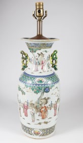 Antique Chinese Famille Verte Porcelain Vase Mounted as a Lamp