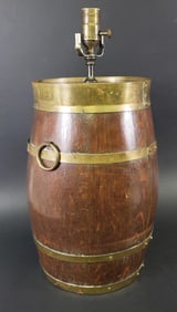Antique English Oak Electrified Brass Bound Barrel