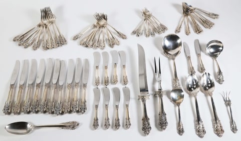 Wallace Grande Baroque Sterling Silver Flatware Service Compromising 68 Pieces