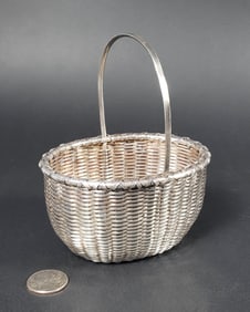 Vintage Pat Bramhall Sterling Silver Hand Woven Nantucket Basket