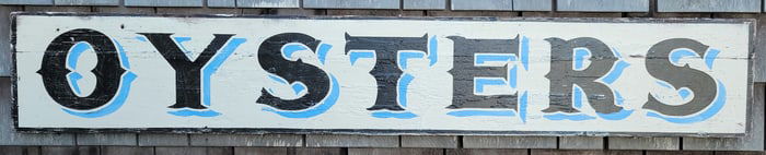 Antique Style Painted Wood Oysters Trade Sign