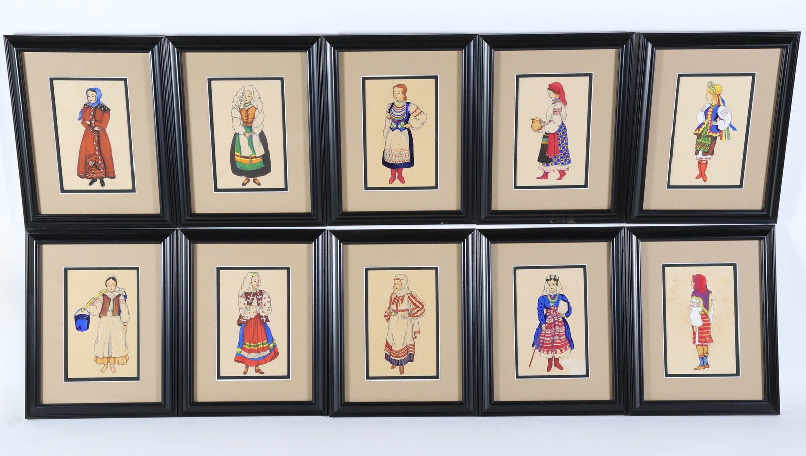 Collection of 12 Watercolor Occupational Portraits of Ukrainian Woman, circa 1920 (1 of 9)
