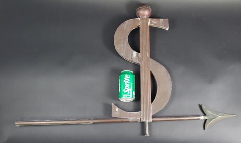 Vintage Copper Dollar Sign Weathervane Directional Sign