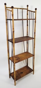 Antique 19th Century Bamboo and Pine Etagere Bookshelf