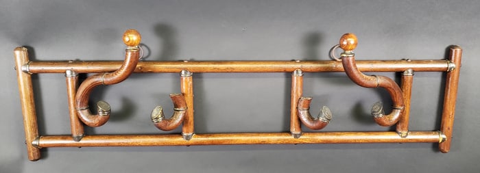 Antique English Bamboo Hanging Hat and Coat Rack