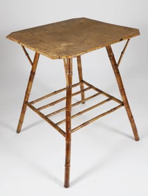 Vintage Bamboo Square Side Table