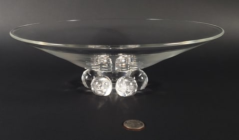 Signed Steuben Clear Crystal Centerpiece Compote, 20th century