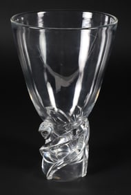 Signed Steuben Clear Crystal Whirpool Vase Designed By Donald Pollard, 1958
