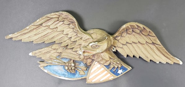Vintage Painted Metal Lewisburg Style Eagle Wall Plaque