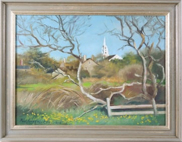Paul Longnecker Oil on Canvas "Nantucket Pastoral Scene", circa 1984