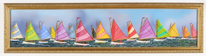Jerome Howes Oil on Artist Board "Nantucket Rainbow Fleet"
