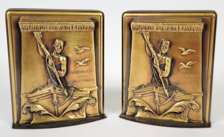 Vintage Mid Century New Bedford Whaleman Statue Bookends