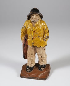 Vintage Painted Cast Iron Old Salt Doorstop in Original Paint