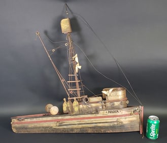 Vintage Signed Curtis Jere Tugboat Metal Wall Art Sculpture, 20th century