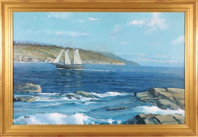 William Lowe Oil on Canvas "Returning to Safe Harbor"