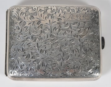 950 Silver Engraved Cigarette Case, 20th Century