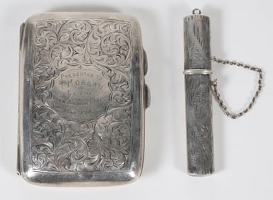 English Silver Lady's Cigarette Case, Constantine & Floyd Birmingham, circa 1915