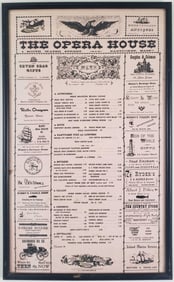 Vintage Framed Original Opera House Nantucket Menu