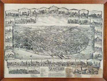 1899 Bird's Eye View Map of Sea Cliff Long Island, New York