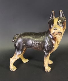 Antique Hubley Cast Iron Boston Terrier Bull Dog Doorstop, circa 1920s