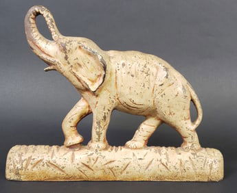 Antique Cast Iron Trumpeting Elephant Doorstop, circa 1920s