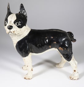 Antique Painted Cast Iron Boston Terrier Doorstop