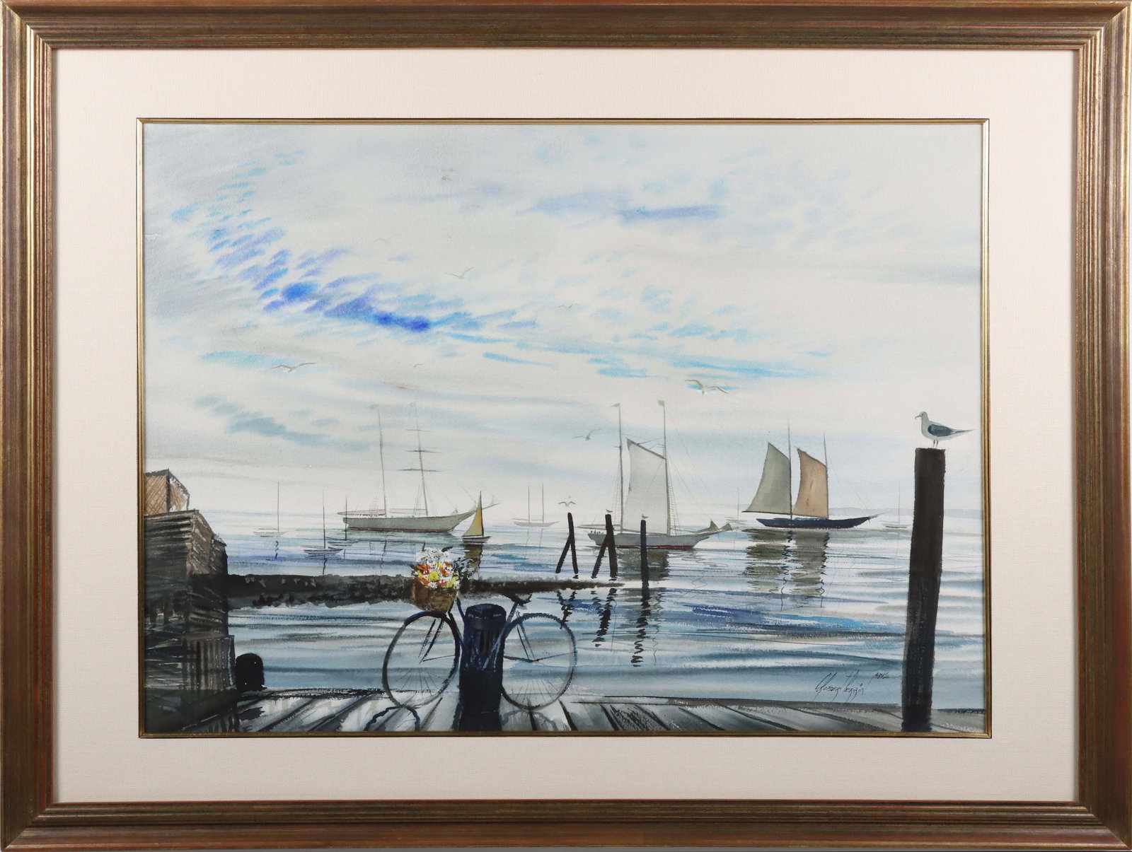 C. Robert Perrin Watercolor on Paper "Dock Scene" (1 of 5)