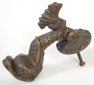 Antique Cast Bronze Dolphin Fish Door Knocker