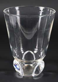 Signed Steuben Trefoil Crystal Vase Designed by Lloyd Atkins 1951