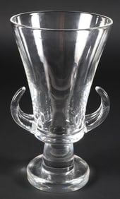 Signed Steuben Crystal Stemmed Vase Designed by Lloyd Atkins, 1965