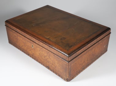 Burlwood Inlaid Trinket Box, 19th Century