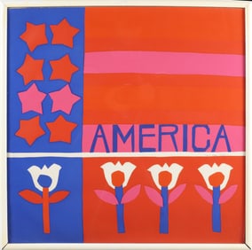 Karen Eisen Limited Edition Silkscreen "America with Stars, Stripes and Tulips", 56/230