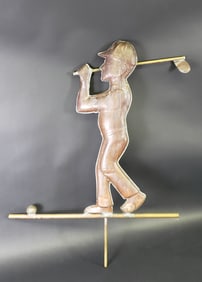 Vintage Figural Copper Animated Golfer Weathervane, 20th century
