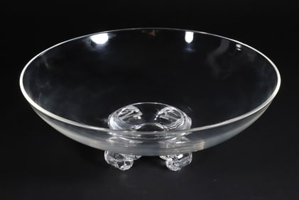 Signed Steuben Clear Crystal Footed Bowl, Designed by John Dreves, 1942