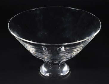 Signed Steuben Clear Crystal "Star" Based Pedestal Bowl